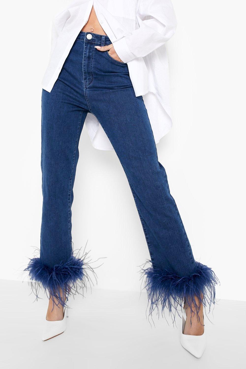 High waisted jeans with hot sale fringe